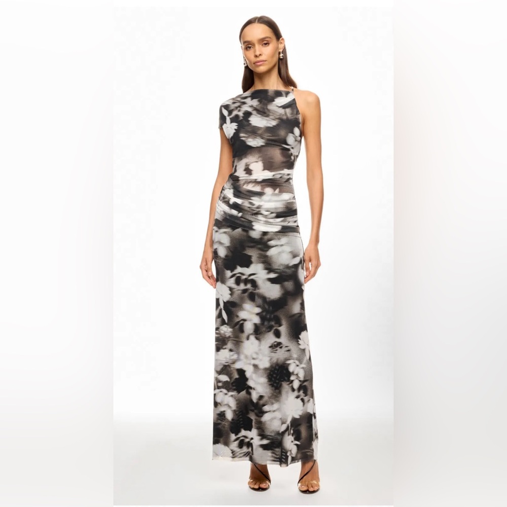 Bec & Bridge Black and White Floral Asymmetrical Dress